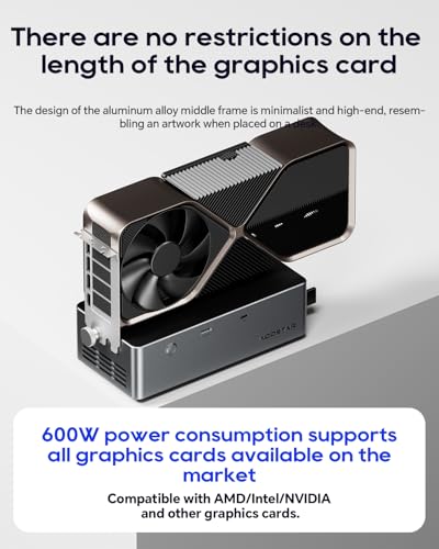 AOOSTAR Estación de acoplamiento AG02 eGPU con conector oculino, tarjeta gráfica externa, estación de acoplamiento de GPU, USB4.0 admite 100 W, fuente de alimentación integrada de 800 W, para GPU de - imagen 7