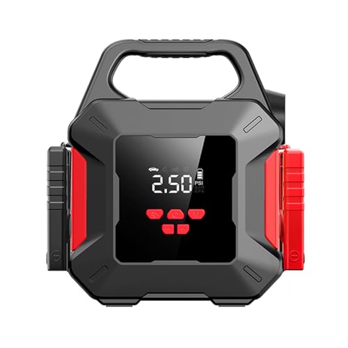 26800mAh Jump Starter, 12V 160PSI Portable Power Pack with LED Display & Smart Cables，Air Compressor, LED Lights Battery Pack for All Cars, Trucks, SUVs, Boats, RVs & 10L Diesel Engines