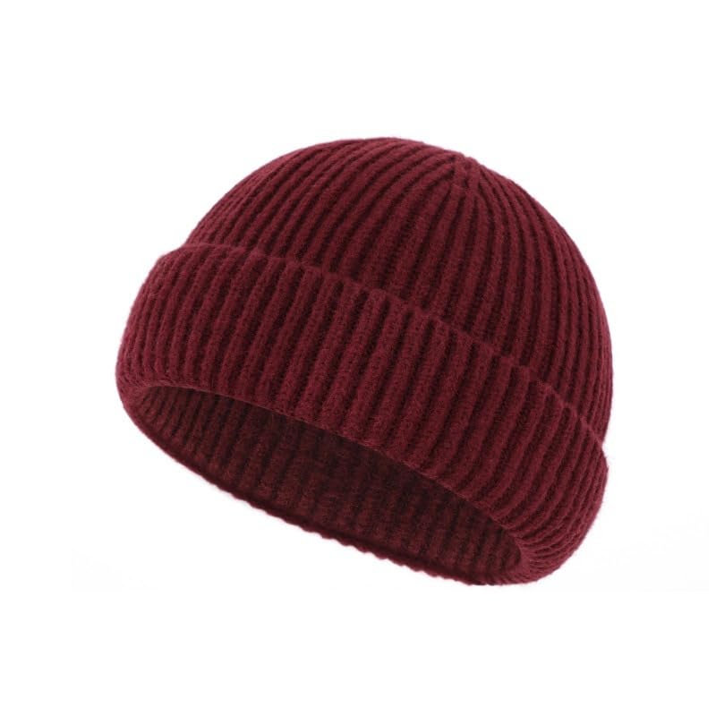 SJATMMA Beanies for Women Men Burgundy Knitted Beanies and Winter Warm Hats for Women and Men Cuffed Beanies or Skull Caps