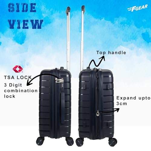 Image of F Gear PPS27 Polypropylene Hardshell /Hardsided /Hardcase Light Weight 8 Wheeler Spinner Luggage Bag /Smooth Speed Wheel Suitcase /Trolley with TSA Lock for Men Women (Carry On 20 Inch, Navy Blue)