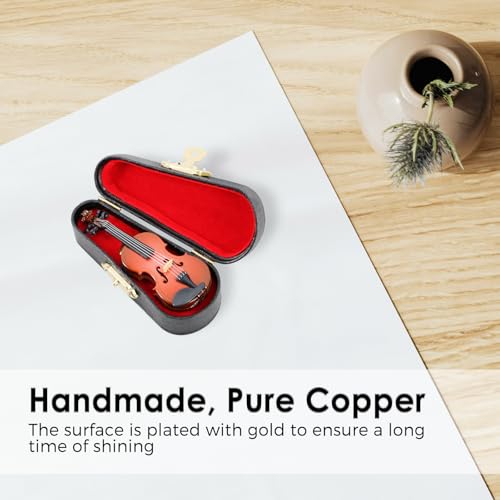 Image of EASTROCK Violin Brooch, 3.15inches Mini Violin Pin, Miniature Musical Instrument Fashion Lapel Brooch Pin with Case Musical Gift