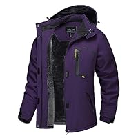 TACVASEN Winter Coats Women Waterproof Jacket with Hood Winter Fleece Coat Ladies Ski Parka Jackets Outdoor Sport Walking Windbreaker Purple