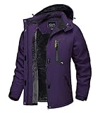 TACVASEN Winter Coats Women Waterproof Jacket with Hood Winter Fleece Coat Ladies Ski Parka Jackets Outdoor Sport Walking Windbreaker Purple