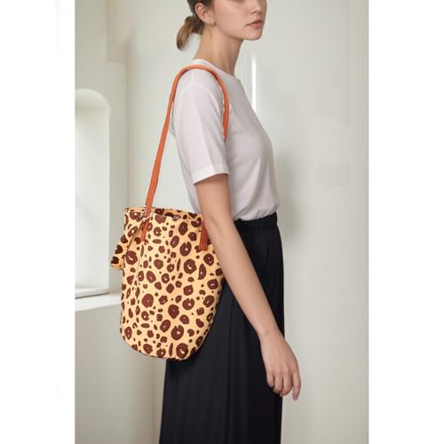 Image of Shoulder Bag for Women, Cotton Canvas Bucket Bags Tote Purse Cute Crossbody Bag Designer Ladies Handbags