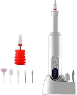 Kit de broca de unha elétrica, máquina de lixa de unha profissional sem fio, ferramentas portáteis de forma de polimento de pedicure com brocas de cerâmica para unhas de acrílico, unhas de gel e salão doméstico
