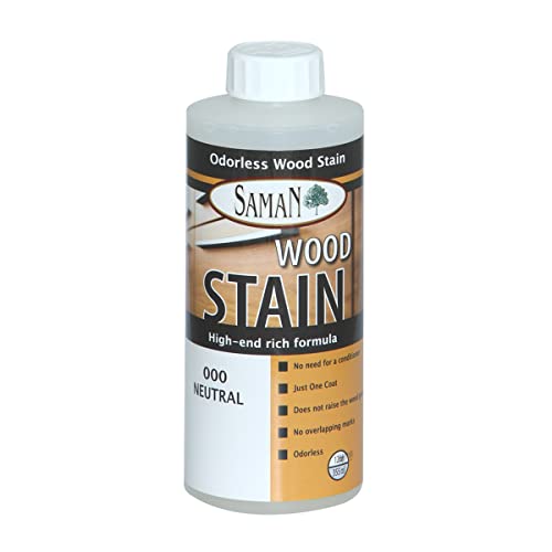 SamaN Interior Water Based Wood Stain & Natural Furniture, moldings, Wood Paneling and cabinets Stain (Neutral TEW-000-12, 12 oz)