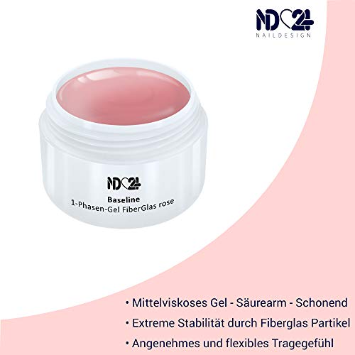Fiberglas 1-Phasen Allround Gel Rosa Mittelviskos - Uv Fiber Glas Nagelgel - Made in Germany (5ml) – Bild 3
