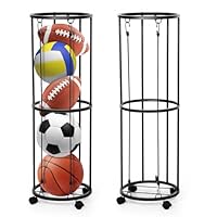 Ballständer mit Rollen, Ball Aufbewahrung, wandmontierter Ballaufbewahrungskäfig-Ballhalter, Garage Organizer Für Sportgeräte, Abnehmbares Standing Rack Halter,Display Halter Für Fußball Basketball
