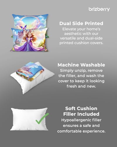 Image of Brizberry Kids Pillow Cushion with Super Soft Fabric | Animal & Cartoon Prints | 12x18 inches (Design 13)