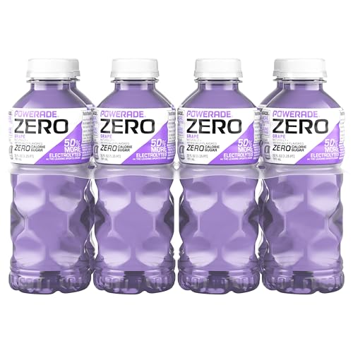 POWERADE Electrolyte Enhanced Zero Sugar Grape Sports Drink, 20 Ounce (Pack of 8)
