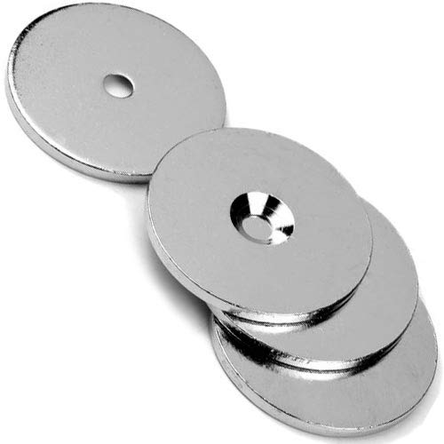 60 x Metallscheiben mit Bohrung und Senkung - Ø40mm x 3mm - aus Stahl (DC01) verzinkt - Metallplättchen rund mit Loch (Senkbohrung) - Gegenstück/Haftgrund für Magnete, Menge: 60 Stück