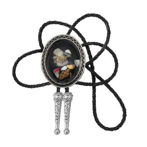 KeCol Fashion Western Native American Handmade Bola tie Vintage Emerald Stone Bolo Tie (Flower-White)