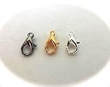 Packung mit 10 Verschlüssen Halskettenverschlüsse / Karabiner, 10/12/14 mm, Schwarz / Silber / Gold, 10 Stück, Versilbert, 14 mm