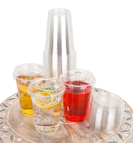 Image of Golden Apple Cup series, 16oz Clear Plastic cups with Sip lids (Strawless) 50sets(50cups+50lids)