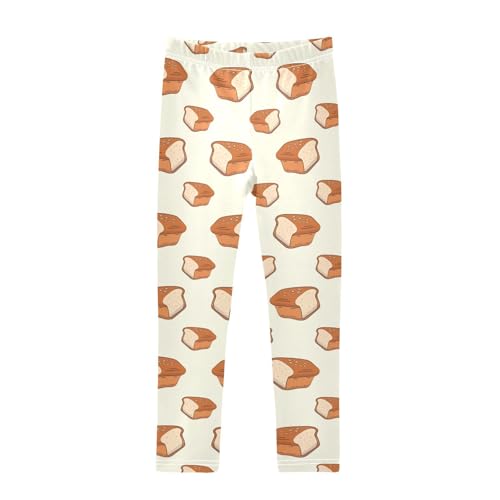 Breads and Baguettes Bakery Girls Leggings,Workout Leggings for Girls Toddler Athletic Leggings Size for 3-10T