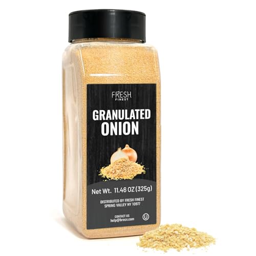 Fresh Finest Granulated Onion 11.46oz - Premium Onion Powder - All-Natural, Non-GMO, Gluten-Free, Kosher - Perfect for Cooking, Seasoning, and Enhancing Flavors