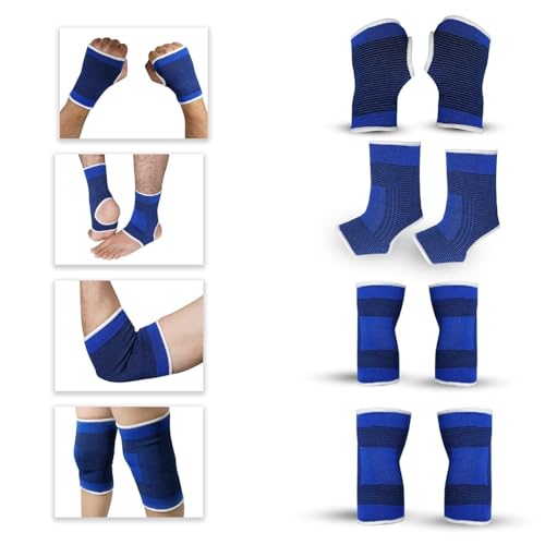 Image of Combo of Palm Gloves, Knee Support, Elbow Support & Ankle Support | 4 in 1 Sports Protection Pack for Gym, Workout & Fitness
