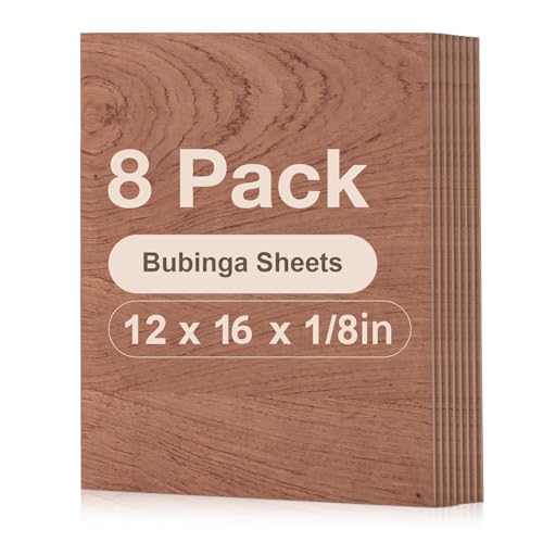 Rowood 8 Pack Bubinga Plywood 1/8,12x16x1/8inch,3mm Plywood Sheets Thin Unfinished Wood for Laser Cutting and Engraving,DIY Adult Craft Project Kits for Ornaments, Models Drawing,Wood Burning