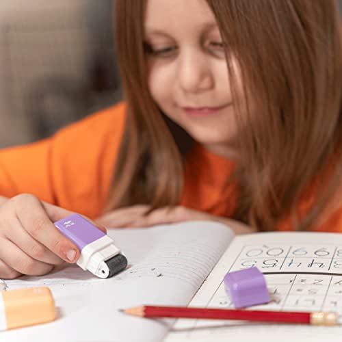 Mr. Pen- Erasers For Kids, 6 Pack, Pastel Colors, Eraser With Cover And Roller, Pencil Eraser Shaving Roller Case #TOP6