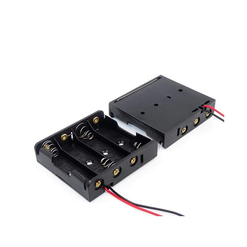 Image of Pack of 4-18650 Cell Lithium Battery Holder - for 3.7V li-ion Plastic case with Lead Wire Hard pin Spring Retention - Black
