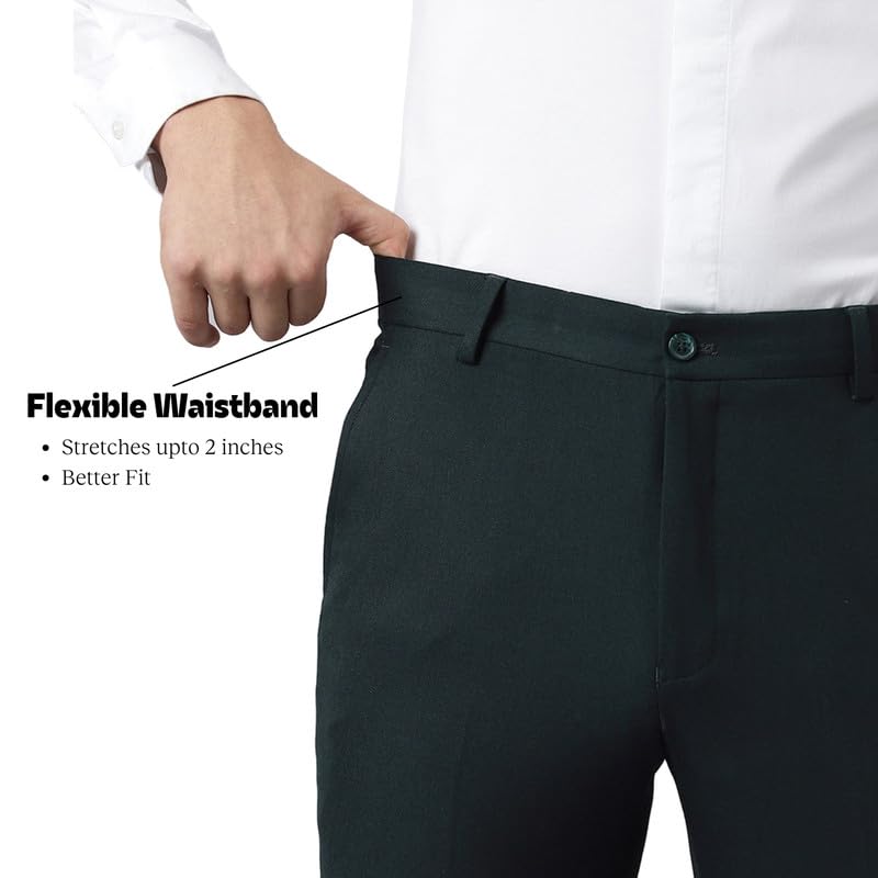 Image of SUBTRACT Slim-Fit Stretchable Lycra Formal Pants for Men with Flexible Waistband | Stylish Men's Wear Trousers for Office or Party |Dress Trouser Pant