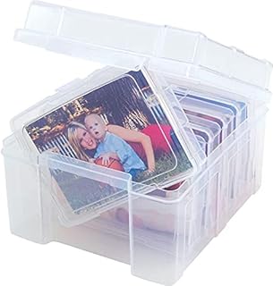 Photo Case 5 x 7 Photo Storage Case Box, 6 Clear Plastic Inner Photo Keeper Case Photo Organiser Craft Doninos Container Box Hold up 600 Photos