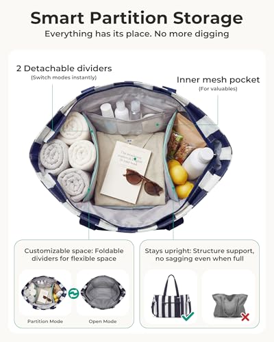 Image of BAGSMART Large Beach Bag for Women, Oversize Tote Bag for Travel /Swim Pool /Summer