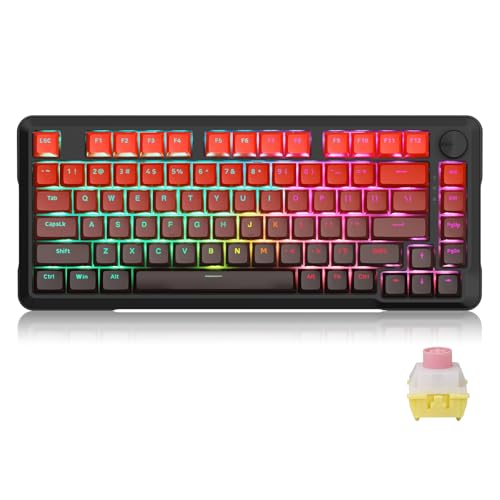 ゲーミングキーボード 磁気スイッチ ラピッドトリガー対応 0.1~4.0mm 調整可能 8000Hz 高速応答 ホットスワップ ガスケットマウント構造 ノブ付き RGB PBTキーキャップ 75% コンパクト 有線 英語配列