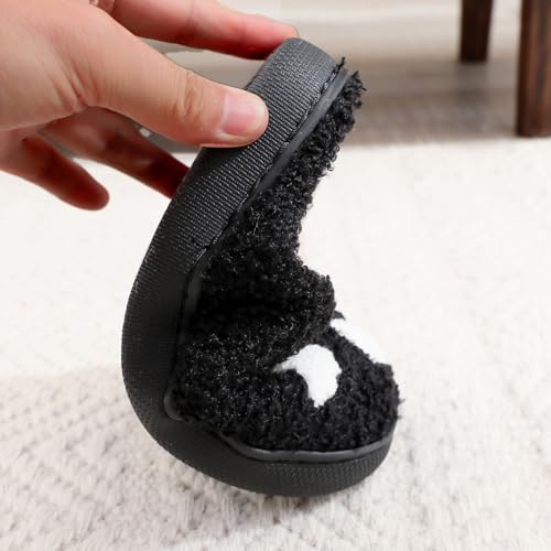 Image of Christmas Slippers Winter Warm Plush Pattern Slippers Soft Non-Slip Indoor House Shoes for Men Women