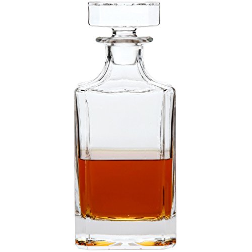 Lily's Home Glass Decanter with Glass Stopper,Whiskey decanter - Elegant Liquor and Wine Decanter for Men (26 Ounces)
