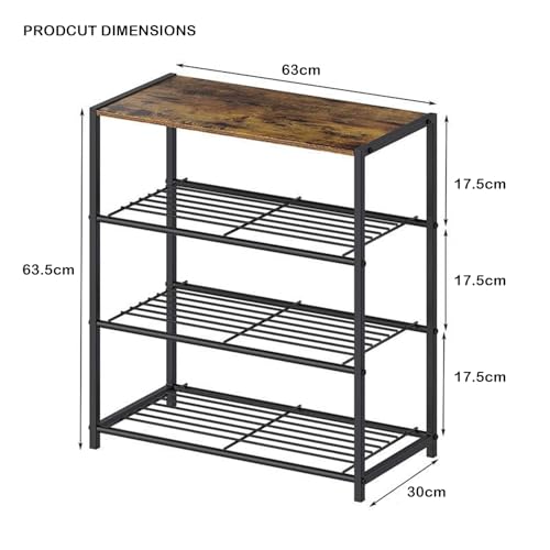 Image of Lukzer 3 Tier Multipurpose Shoe Rack Space Saving Open Storage Shelf for Daily Footwear, Books & Indoor Plants | Compact Freestanding Shoe Stand for Entryway, Balcony & Bedrooms - Black