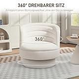HOMCOM Sessel Wohnzimmer Drehbarer Relaxsessel mit Armlehnen, Loungesessel Lesesessel mit Sherpa-Optik, Polstersessel für Schlafzimmer Cremeweiß