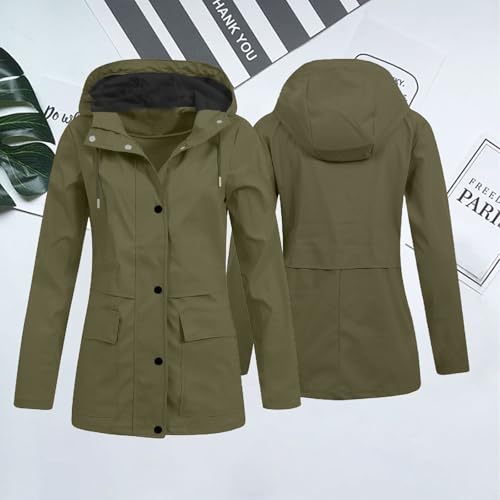 Poncho impermeable mujer tipo chaqueta de longitud media y cortavientos cómodo color rojo 2