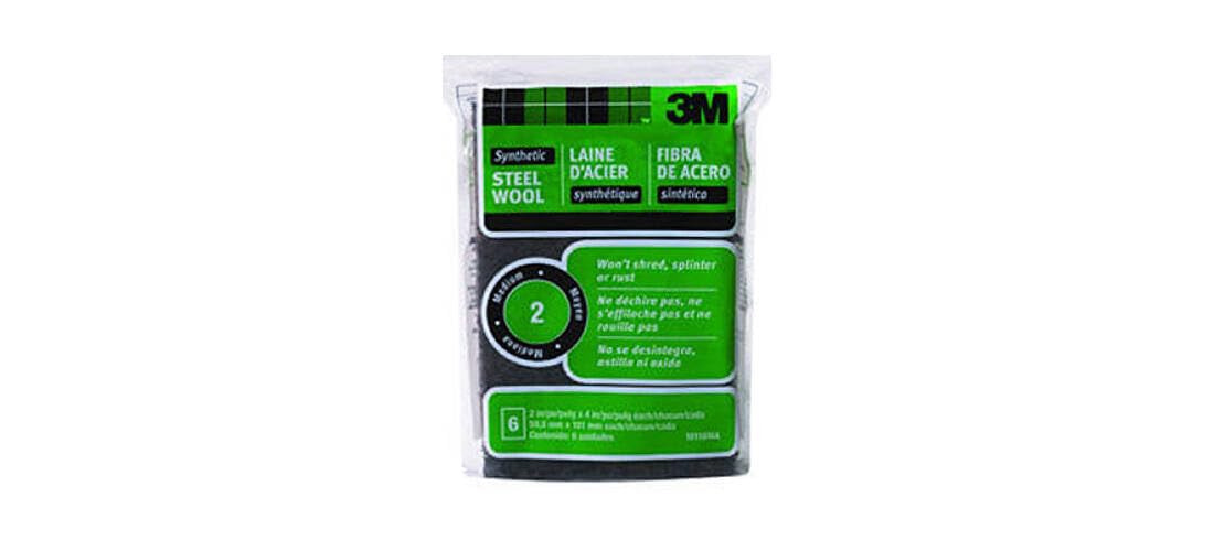 3M Synthetic Steel Wool Pads, #2 Medium, 6-Pads, Use Wet Or Dry, Compatible With Water-Based Strippers & Finishes, Will Not Shred, Splinter Or Rust Like Steel Wool Does, Rinse and Reuse (10116NA)