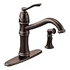 Moen Belfield Oil Rubbed Bronze Traditional One Handle High Arc Kitchen Faucet with Side Spray and Optional Deckplate Included 7245ORB