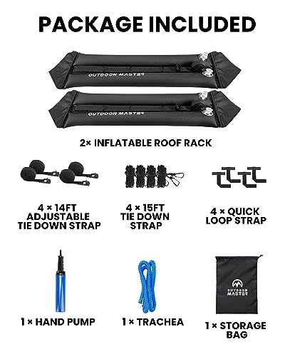 OutdoorMaster Universal Inflatable Soft Roof Rack, Ski board Car Roof Rack for Snowboard, Surfboard, Canoes, Kayaks and SUP board with 4 Heavy Duty Tie Down Straps, 4 Tie Down Rope, 4 Quick Loop Strap - Image 6