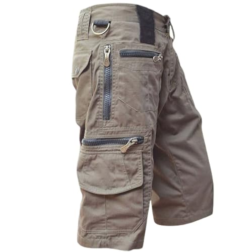 Herren-Cargo-Shorts, knielang, Militär-Caprihose mit mehreren Taschen,...