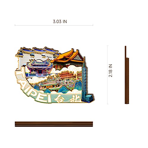 Imán de madera 3D para refrigerador China Taipei miniatura 3