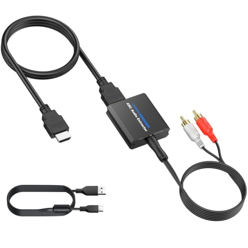 CAMWAY 192KHz ARC Audio Extractor - ARC to 3.5mm Audio Adapter for TV to Sound System Headphone, ARC Converter Built-in Professional Amplifier Chip with 3.5mm Cable(Not for HDMI,eARC Interface)