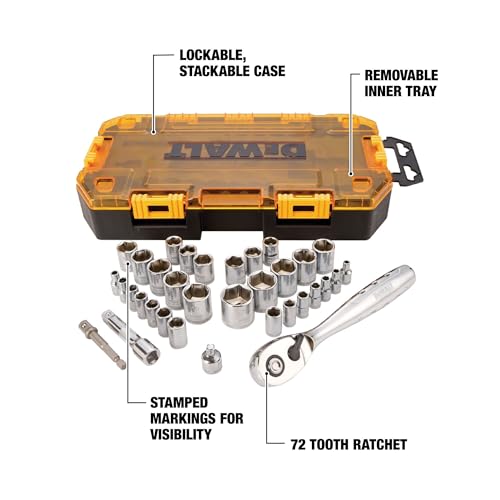 DEWALT Socket Set, 3/8-Inch Drive, SAE/Metric, 34-Piece (DWMT73804) by DEWALT - Image 2