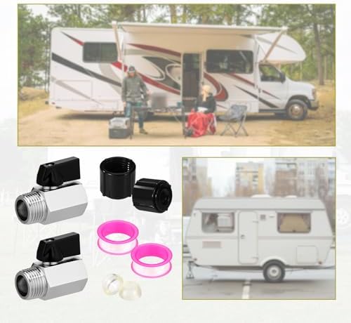 2 Sets Low Point Drain Plugs and Caps for 1/2 Inch Hot & Cold Water Lines, Low Point Drain Seals Valve Seals Ring with 2 Tapes for Travel Trailer RV Camper — view 6