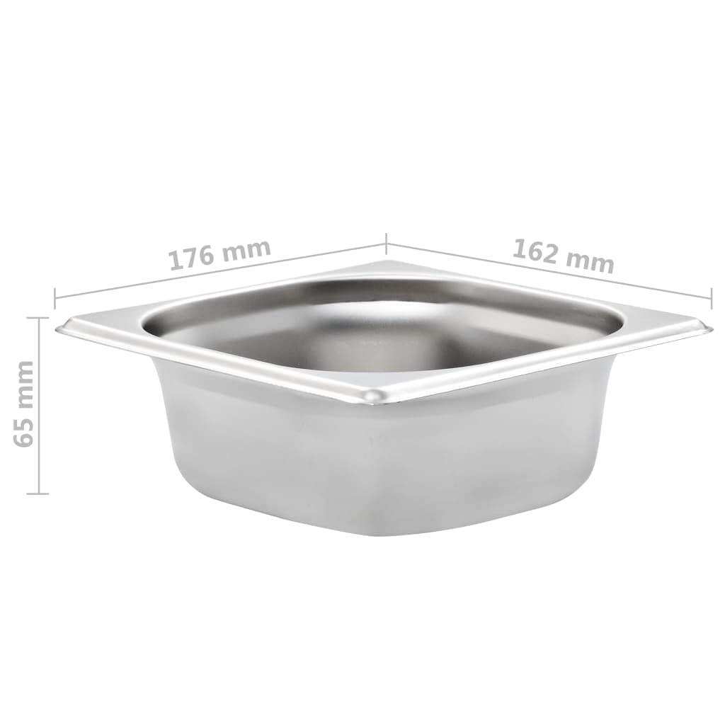 vidaXL Gastronorm GN 1/1 65 mm in acciaio inox antiruggine facile da pulire, lavabile in lavastoviglie, utensili da cucina vassoio per servire snack