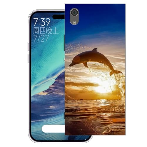 WUACYEAMING Carcasa para Móvil Compatible con Sony Xperia XA1 Ultra Ultrafina Delgado Cover Transparente TPU Silicona Antigolpes Anti-arañazos Bumper Caso para Case-(Delfines)
