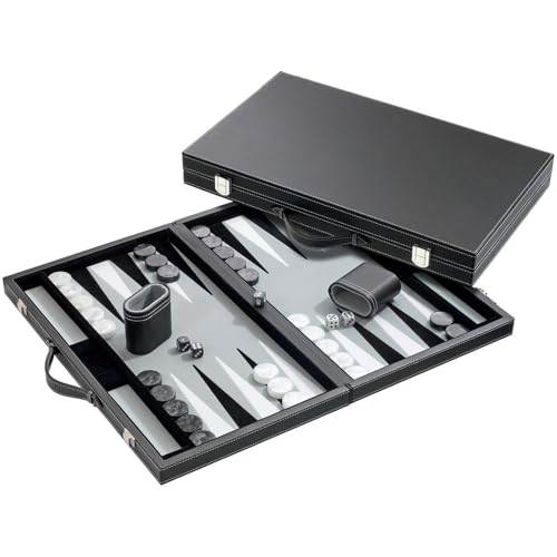 Preisvergleich Produktbild Philos 1731 - Backgammon Filzinlet grau-weiß-schwarz, medium, Koffer Kunstleder