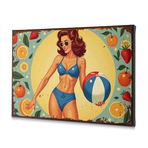Toile vintage plage rétro pour une ambiance estivale et ensoleillée au salon