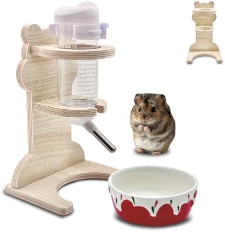 Bebedero Hamster con Soporte, 125 ml Bebedero Cobaya, Comedero Ha...