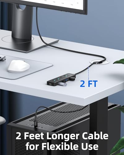 Image of Selore USB 3.0 Hub, Selore 4-Port USB Hub Ultra-Slim Data USBA Splitter USBA Expander with 2 ft Compatible with A Port Laptop, for MacBook, Mac mini, iMac, PC, Flash Drive, HDD, Mouse,etc