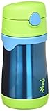 THERMOS FOOGO Vacuum Insulated Stainless Steel 10-Ounce Straw Bottle, Blue/Green