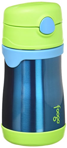 Thermos Foogo Vacuum Insulated Stainless Steel 10-Ounce Straw Bottle, Blue/Green