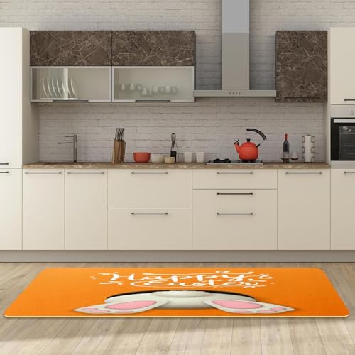Tapis de cuisine absorbant avec lapin de Pâques lavable et antidérapant - 3